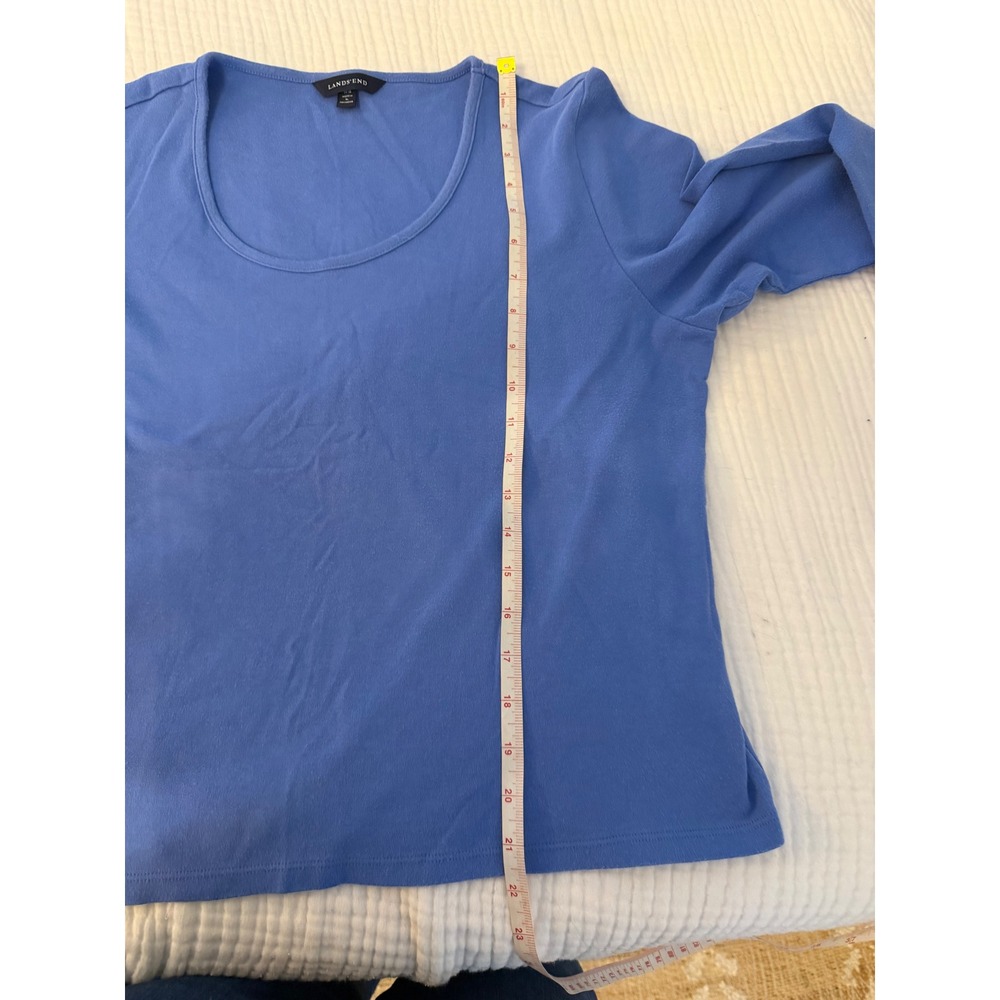 Lands End Blue 3/4‎ Sleeve Scoop Neck Knit Top Petite Large L/P 14-16 - Picture 6 of 6